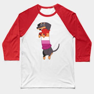 Dachshund Pride - Lesbian Flag Baseball T-Shirt